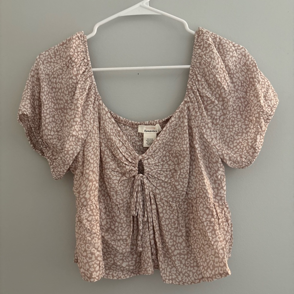 URBAN Romantics Pink Tie Front Crop Blouse